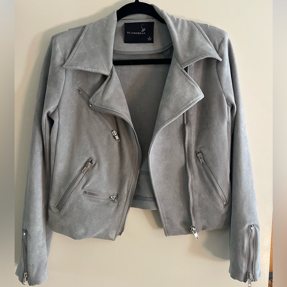 Faux suede Moto jacket , barely worn, great quality